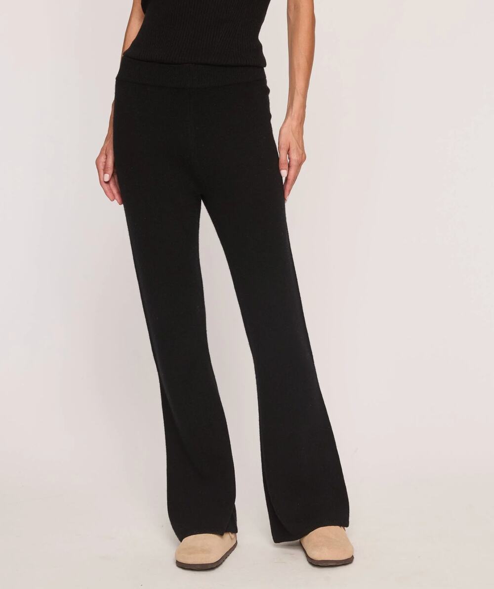 The Cashmere Project Pull on 100% Cashmere Flare Pants Black Large